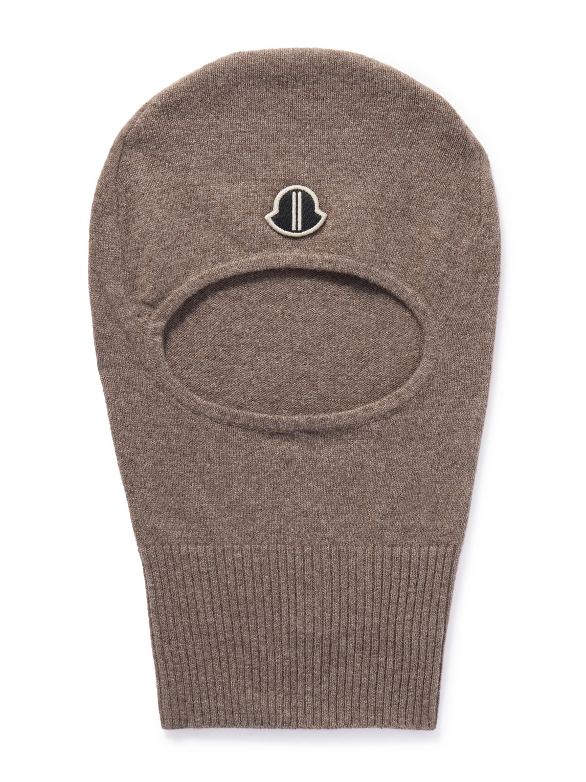 Rick Owens Moncler Logo-appliquéd Wool And Cashmere-blend Balaclava In Brown