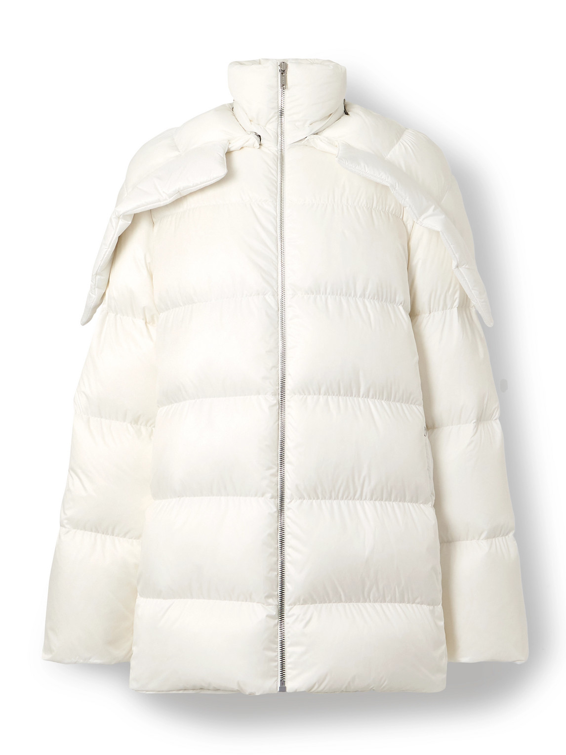 Rick Owens Moncler Cyclopic Quilted Padded Shell Hooded Down Jacket In White