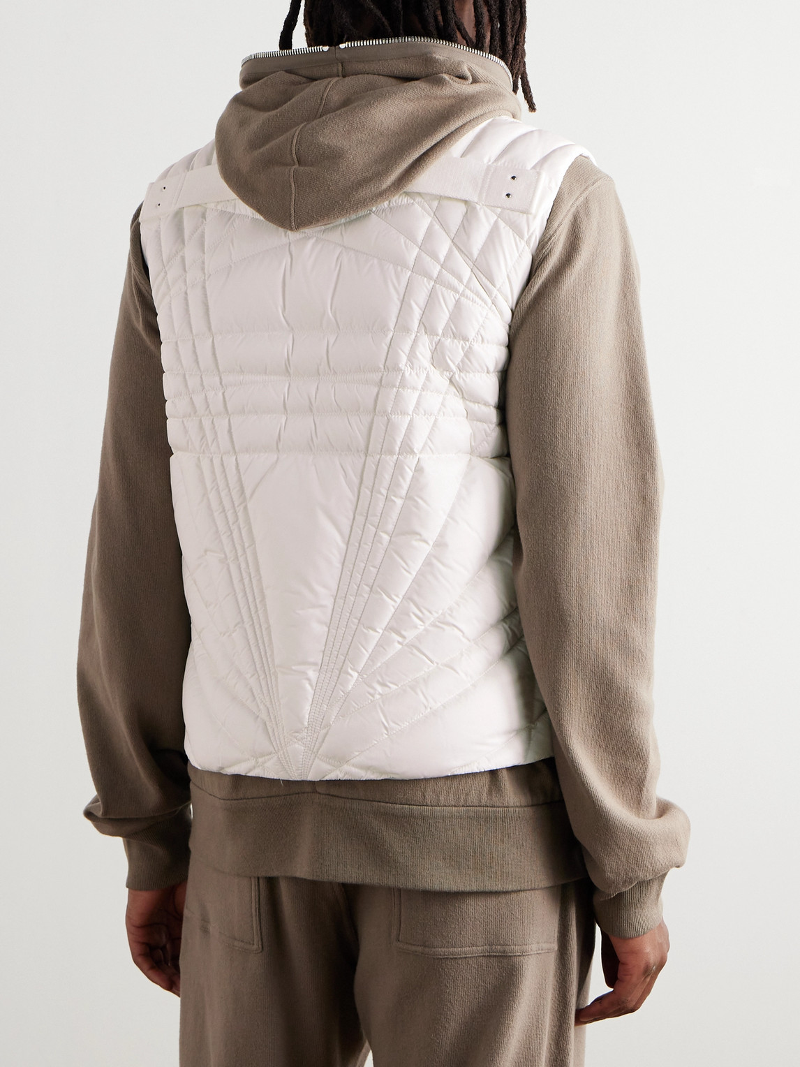 Rick Owens Moncler Logo-appliquéd Quilted Padded Shell Down Gilet In White