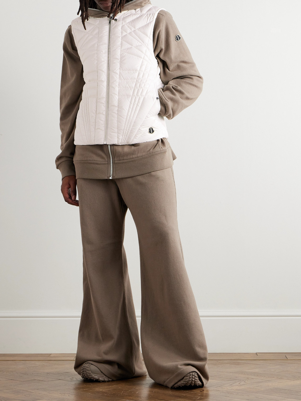 Rick Owens Moncler Logo-appliquéd Quilted Padded Shell Down Gilet In White