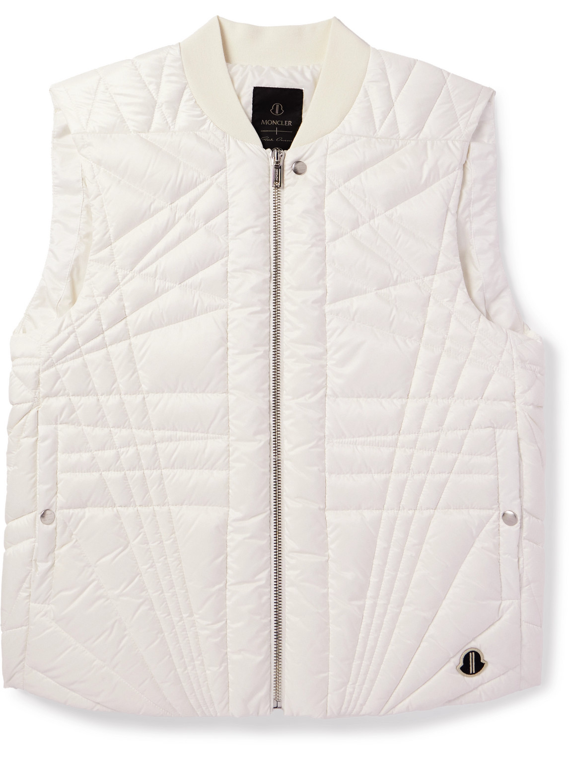 Rick Owens Moncler Logo-appliquéd Quilted Padded Shell Down Gilet In White