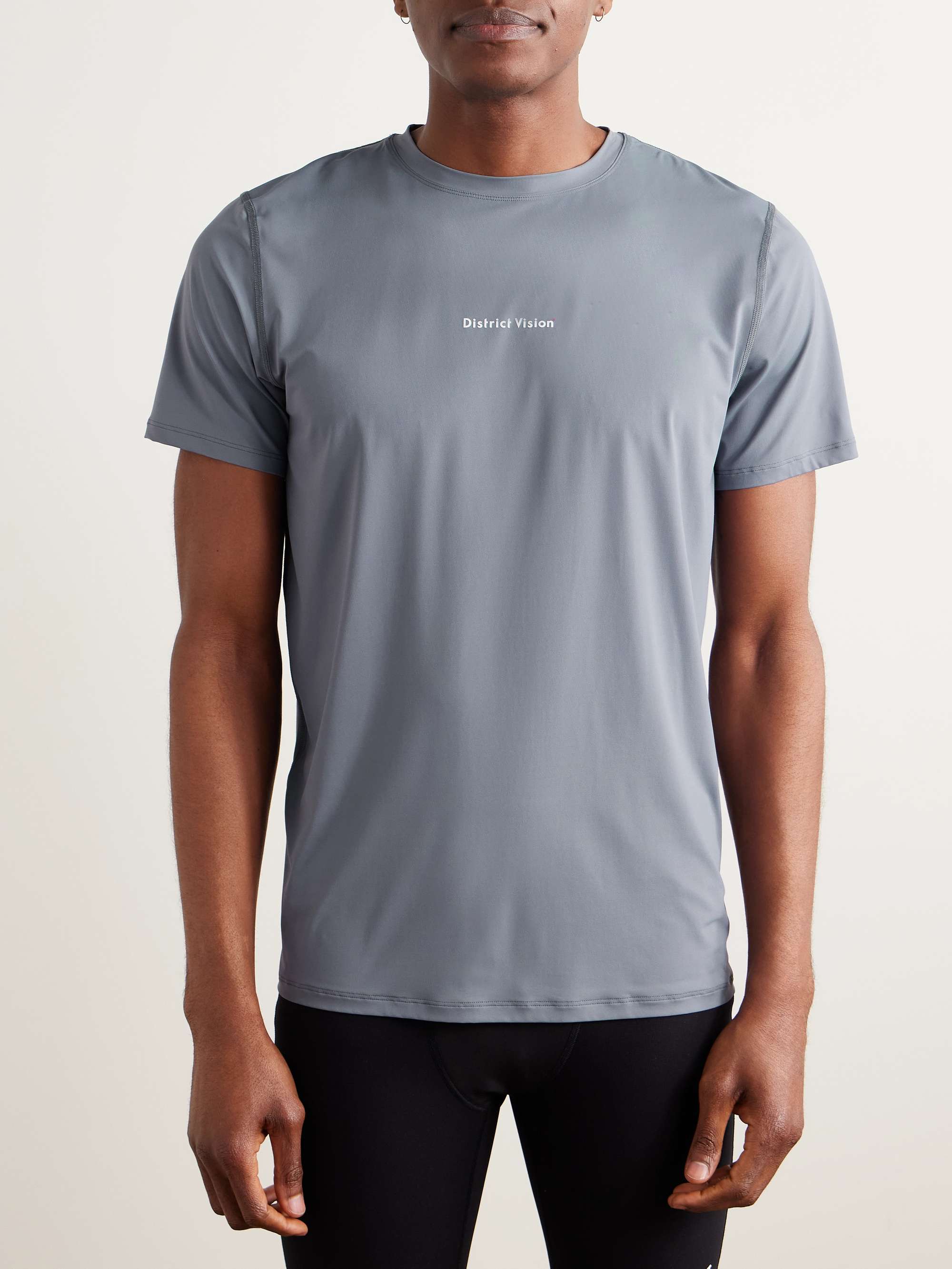 DISTRICT VISION Aloe Logo-Print Perforated Stretch-Jersey T-Shirt