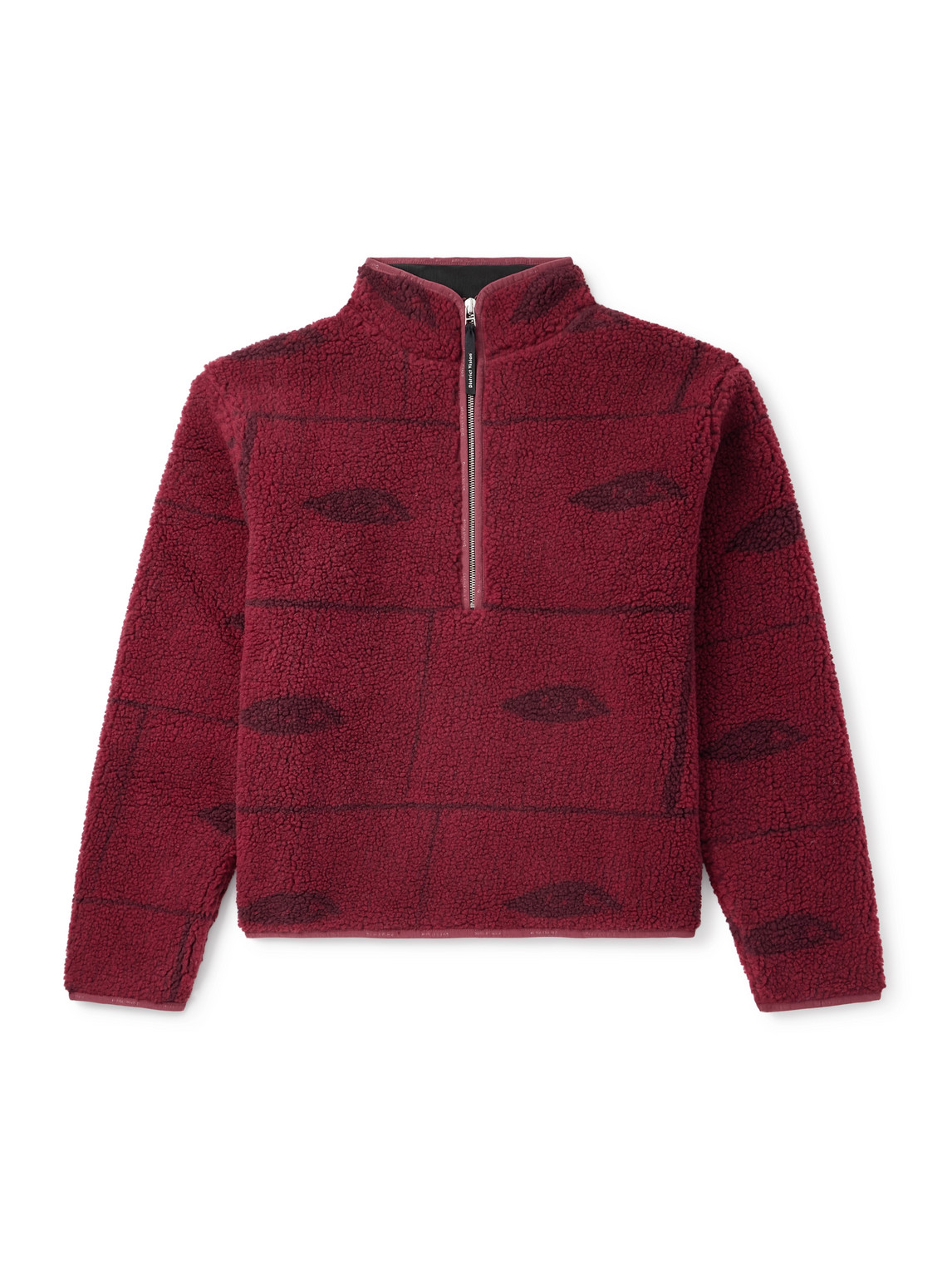 District Vision Printed Fleece Half-zip Sweatshirt In Burgundy