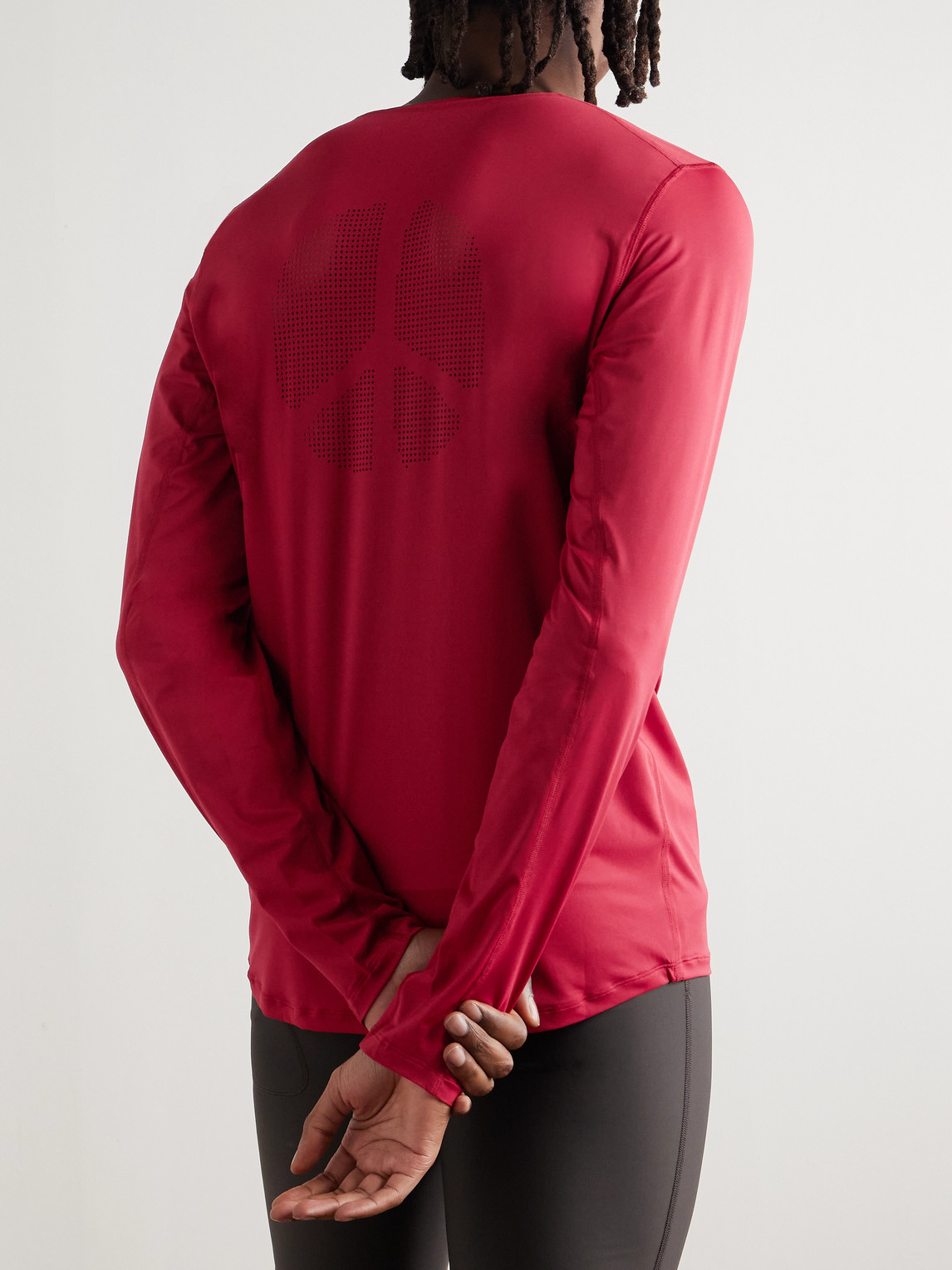 District Vision Perforated Logo-print Aloe Stretch-jersey T-shirt In Red