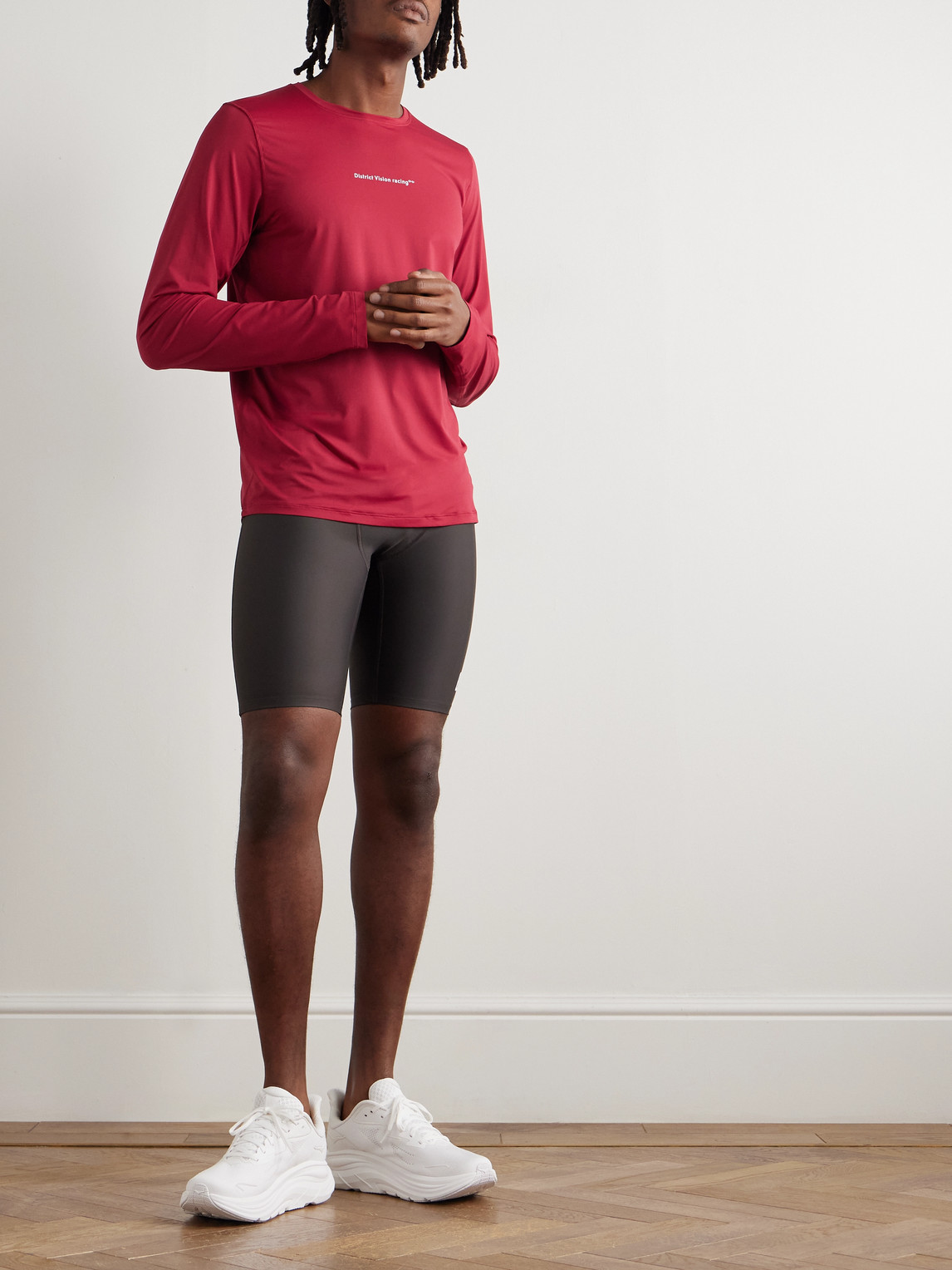 District Vision Perforated Logo-print Aloe Stretch-jersey T-shirt In Red