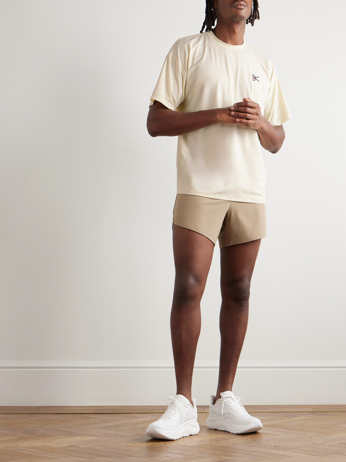District Vision Logo-print Stretch-jersey T-shirt In Neutral