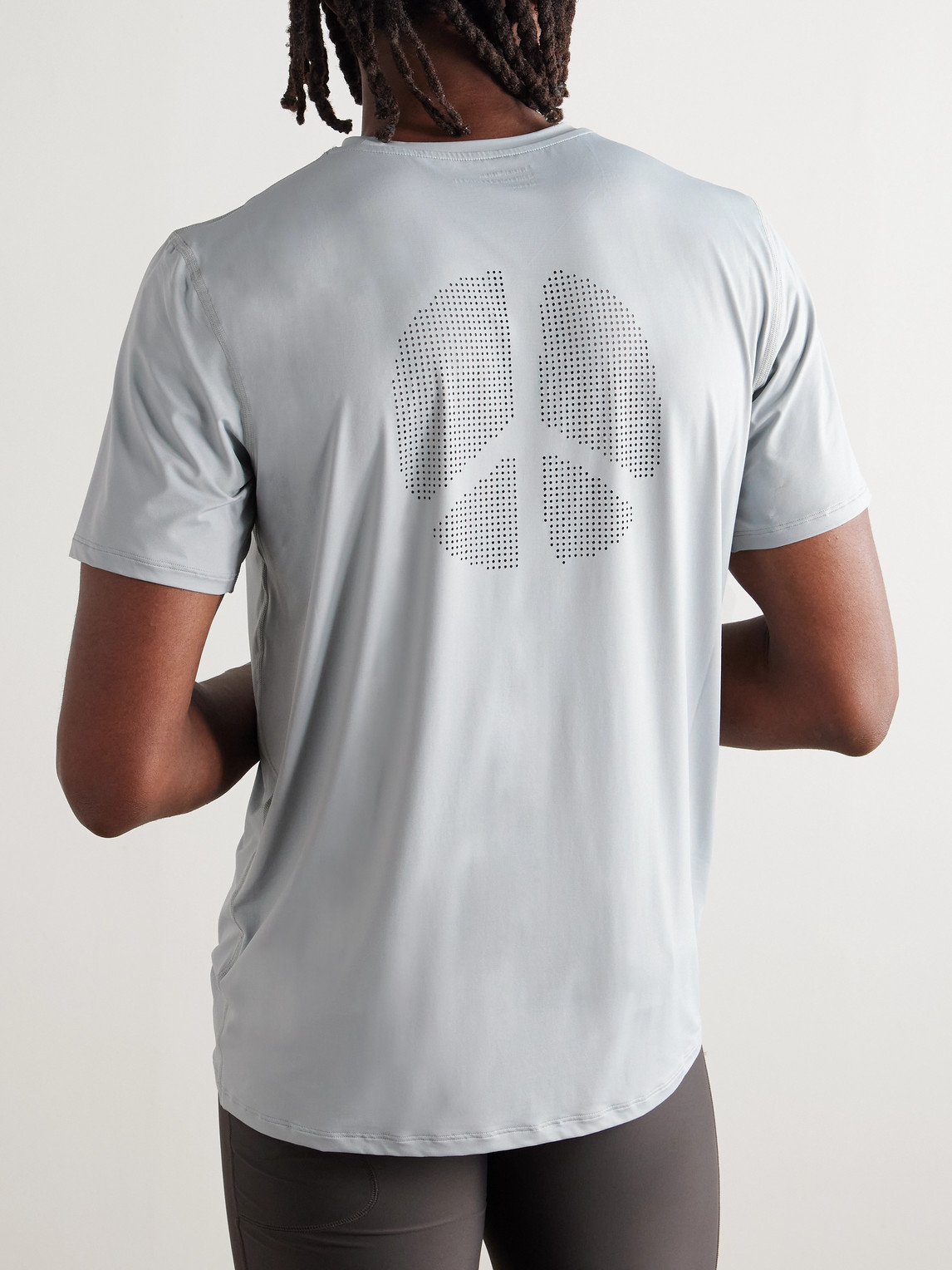 District Vision Logo-print Perforated Aloe Stretch-jersey T-shirt In Gray
