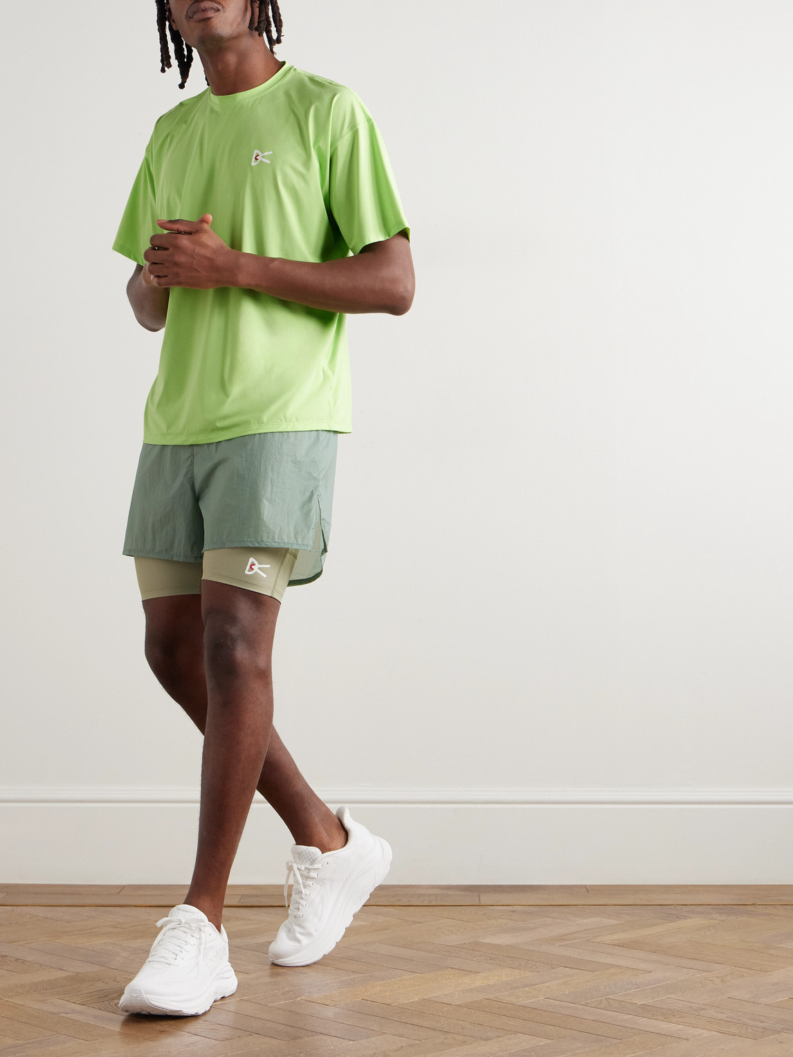 District Vision Logo-print Stretch-jersey T-shirt In Green