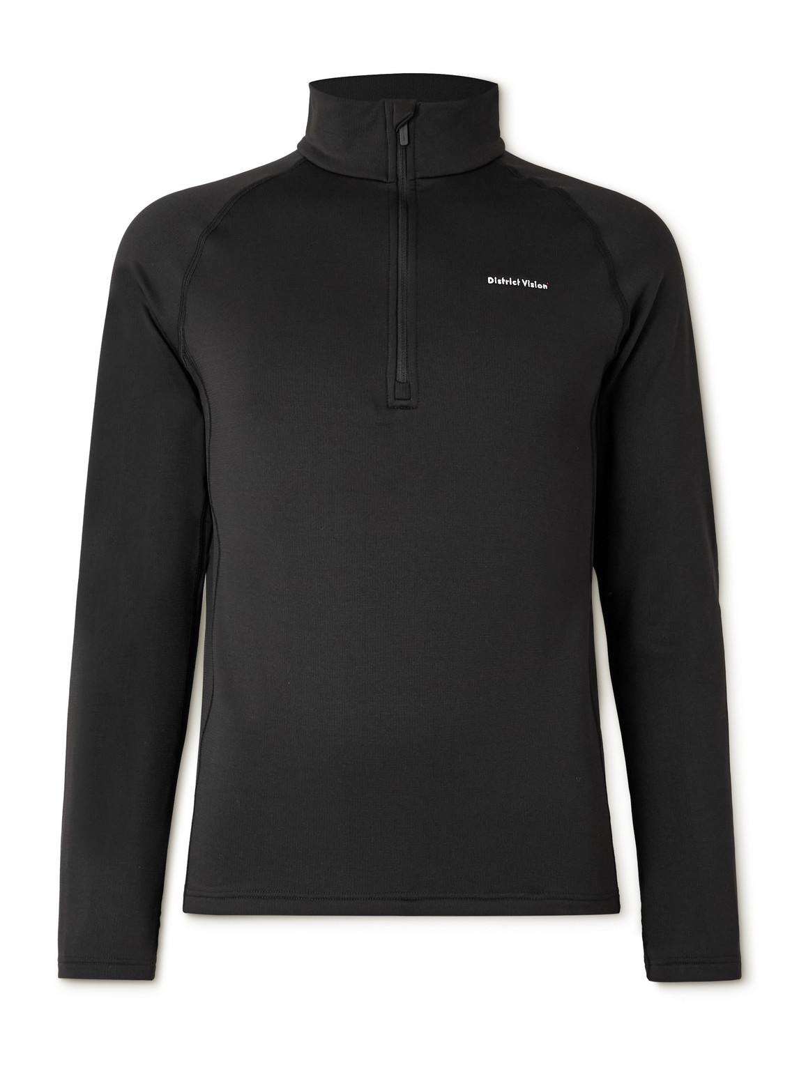 District Vision Slim-fit Logo-print Recycled Tech-fleece Half-zip Jacket In Black