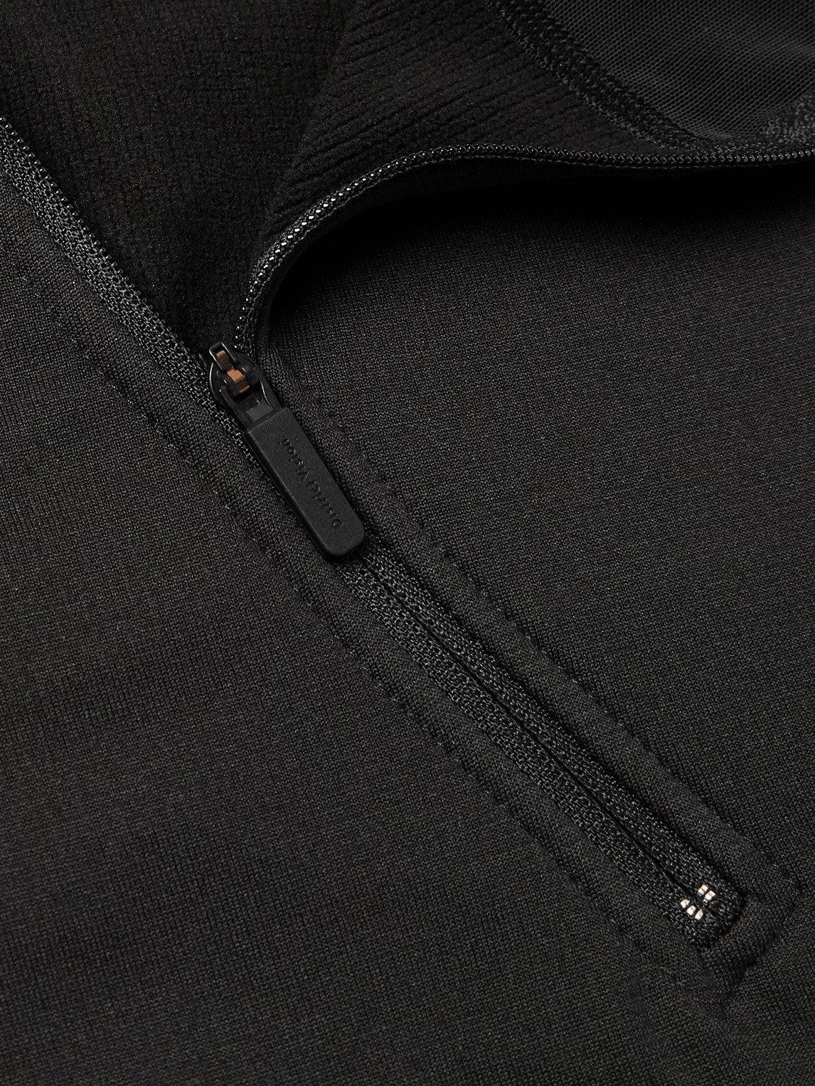 District Vision Logo-print Stretch Recycled-fleece Hoodie In Black