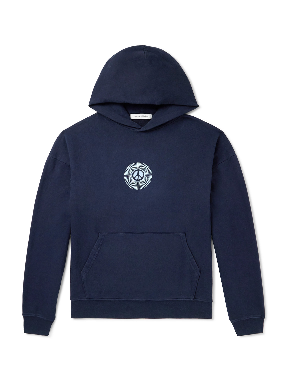 District Vision California Logo-print Stone-washed Cotton-jersey Hoodie In Blue