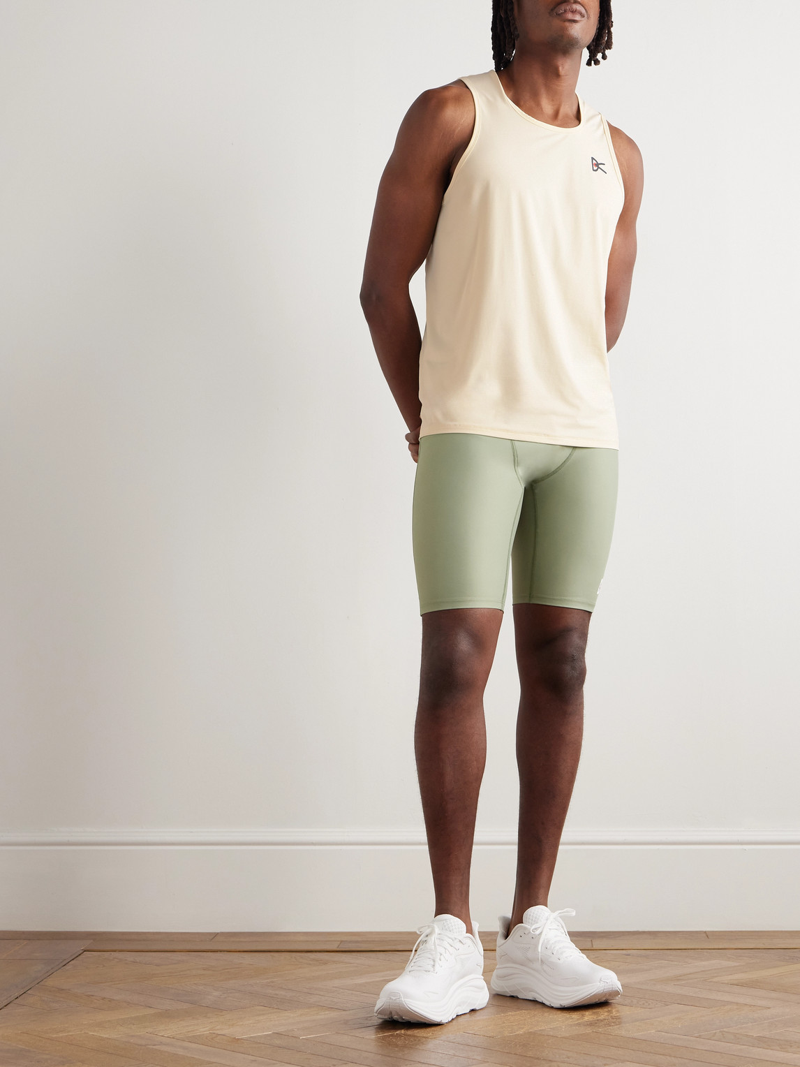District Vision Logo-print Stretch-jersey Tank Top In Neutral