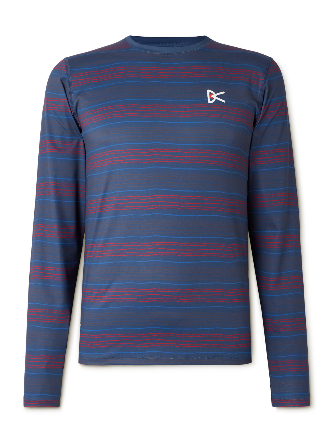District Vision Logo-print Striped Stretch-jersey Running Top In Blue