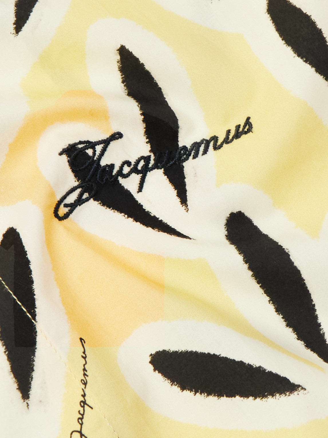 Jacquemus Yellow Cotton Jean Shirt With Playful Leaf Pattern In Yellow