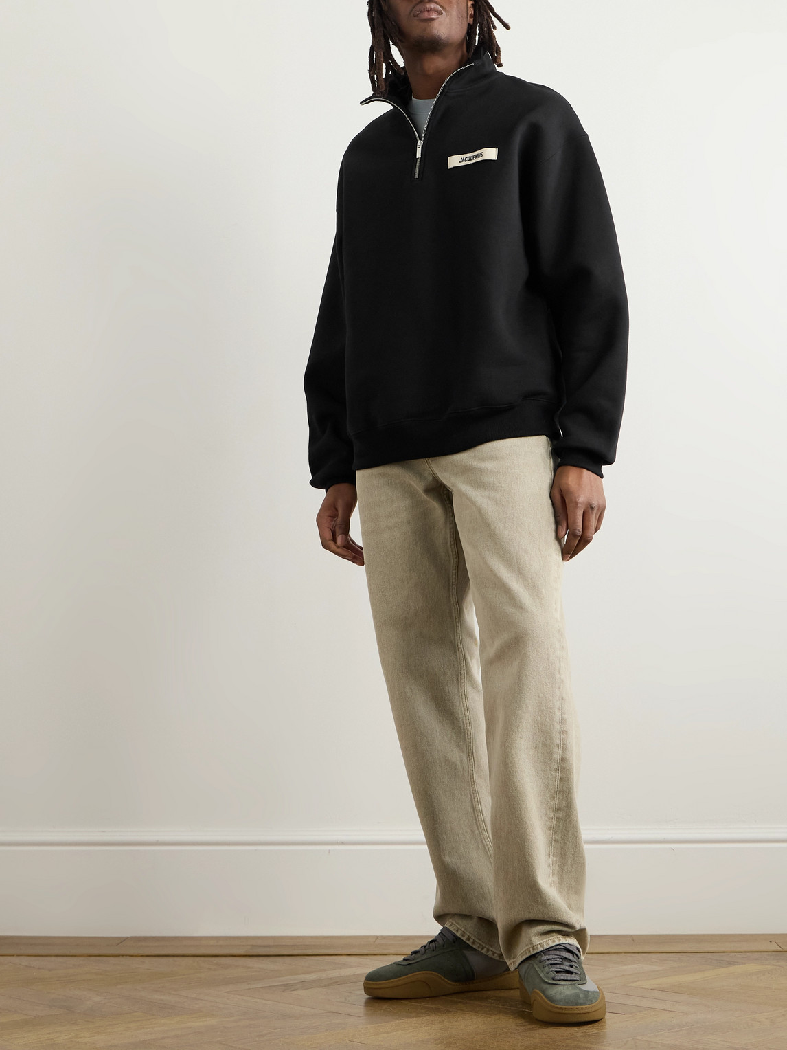 Jacquemus Mens High-neck Brand-patch Relaxed-fit Cotton-jersey Sweatshirt Black In Black
