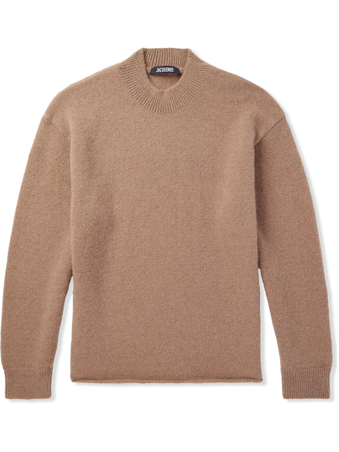 Jacquemus Logo-jacquard Alpaca-blend Sweater In Brown