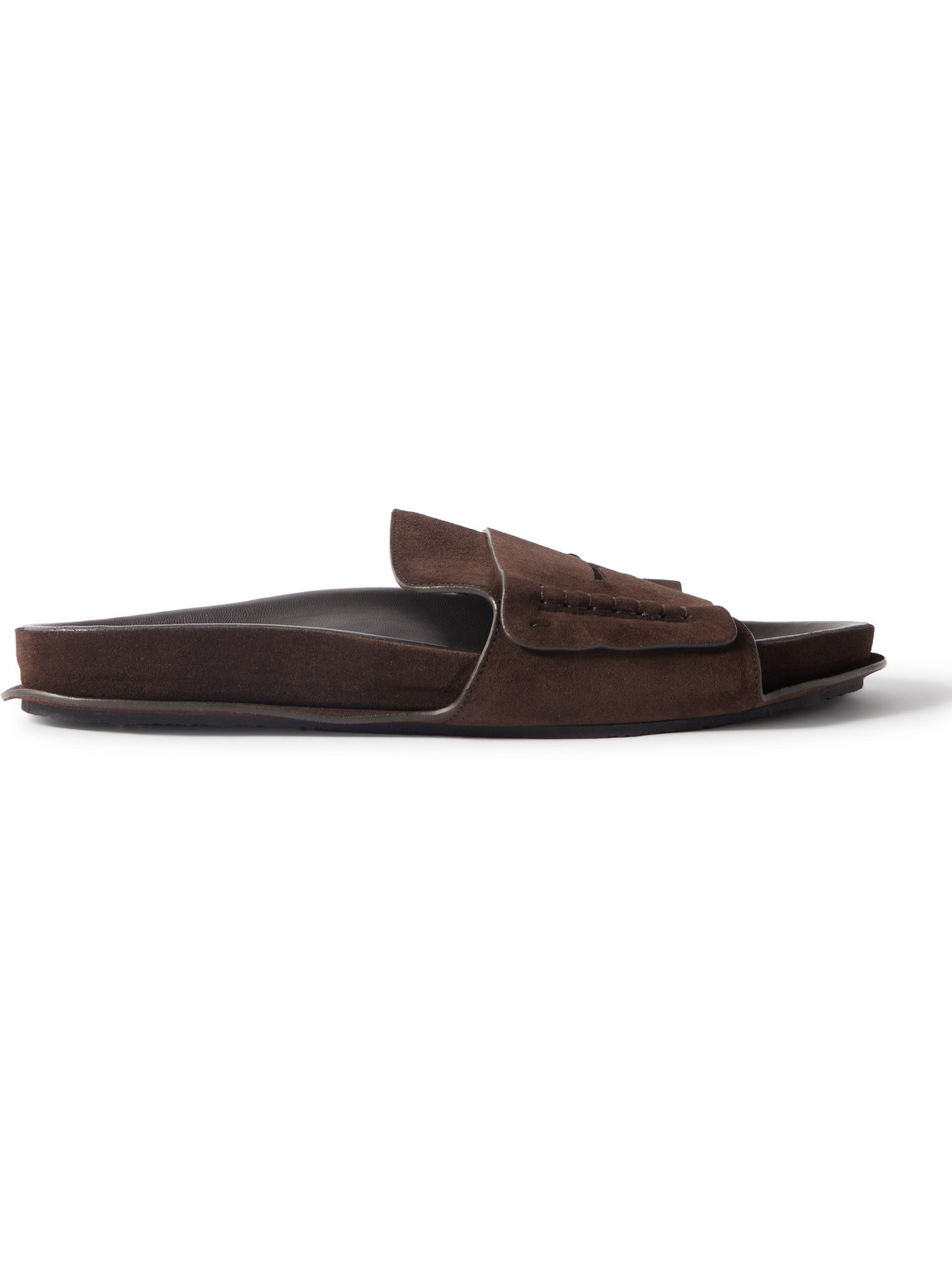 Jacquemus Diamond Cut Suede Slides With Flat Sole In Brown