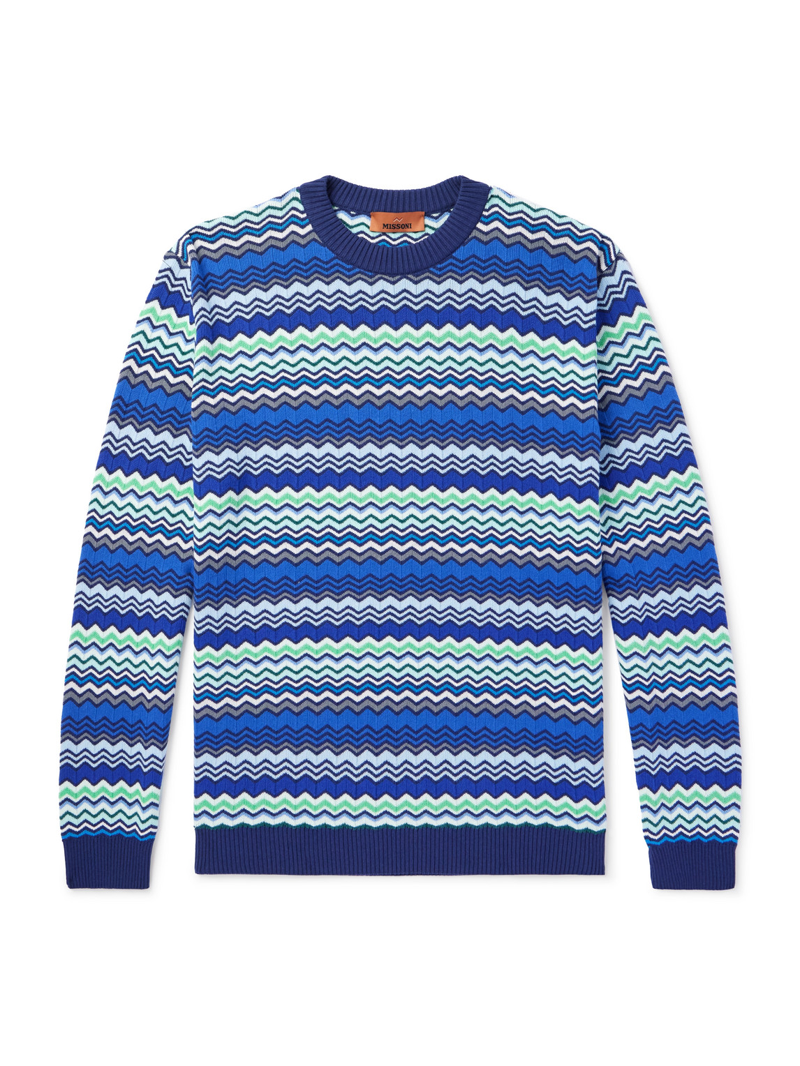 Missoni Striped Cotton Sweater In Blue
