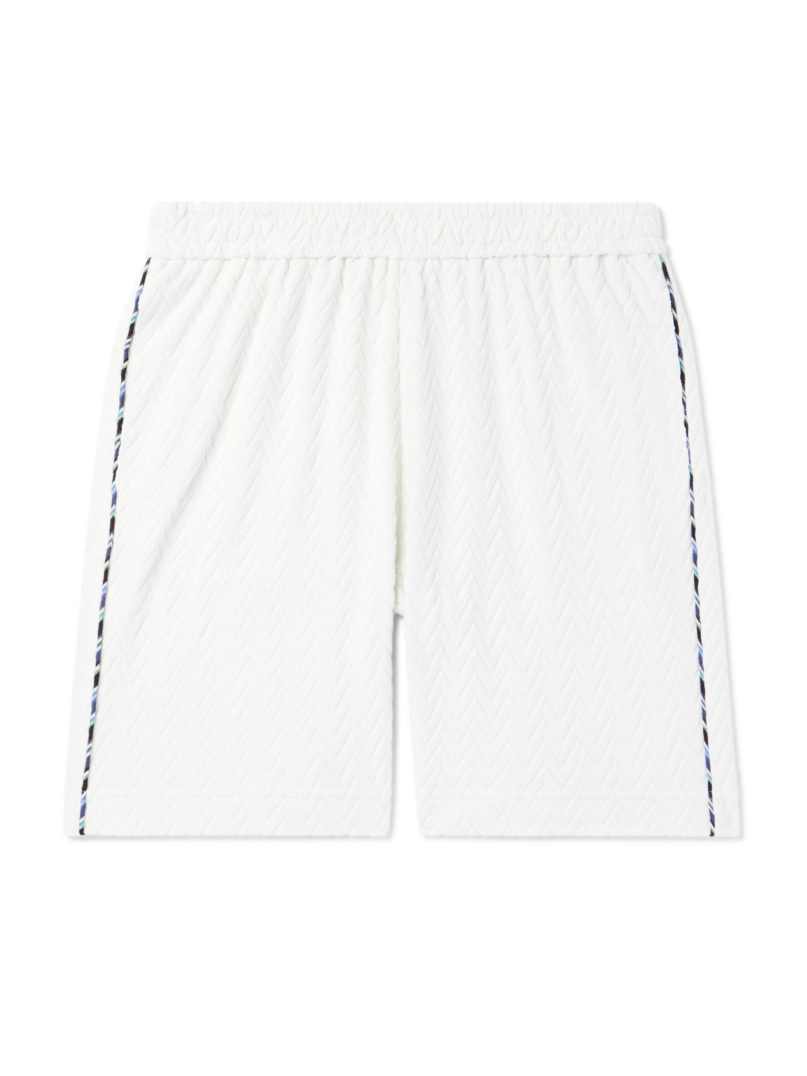 Missoni Straight-leg Cotton-blend Terry Jacquard Shorts In White