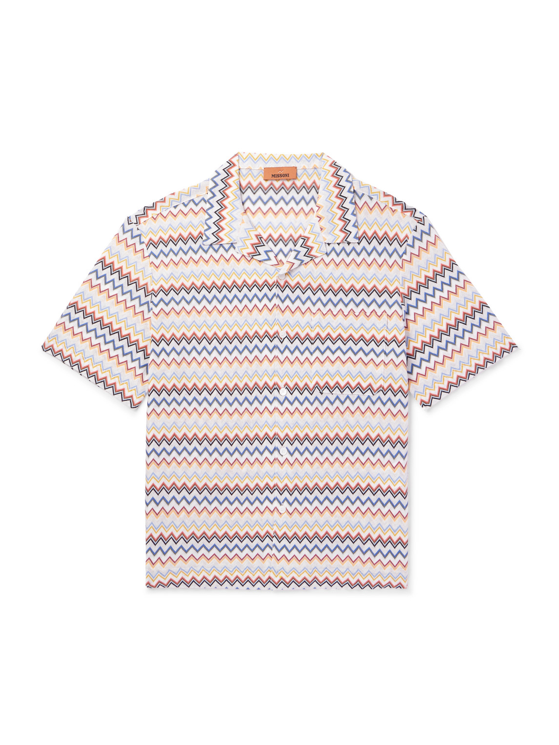 Missoni Camp-collar Crochet-knit Cotton Shirt In Multi