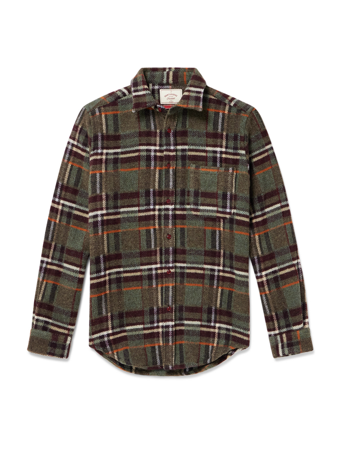 Portuguese Flannel Virgo Checked Brushed-wool Overshirt In Brown