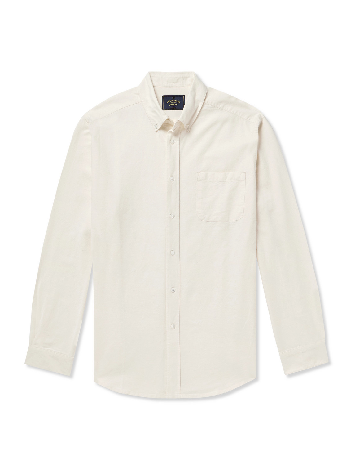 Portuguese Flannel Button-down Brushed-cotton Oxford Shirt In Neutrals