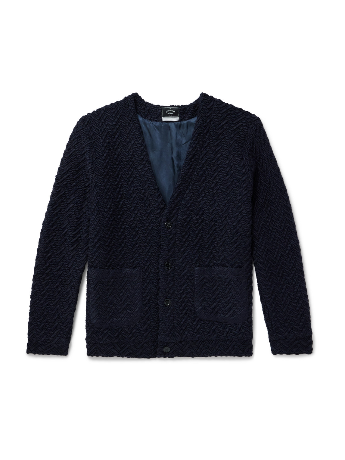 Herringbone Jacquard-Knit Cardigan