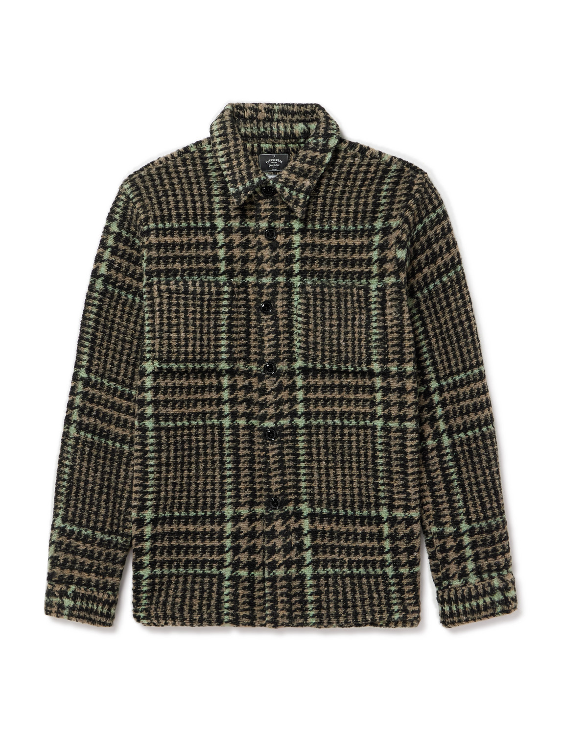 Portuguese Flannel Gales Checked Knitted Overshirt In Multi