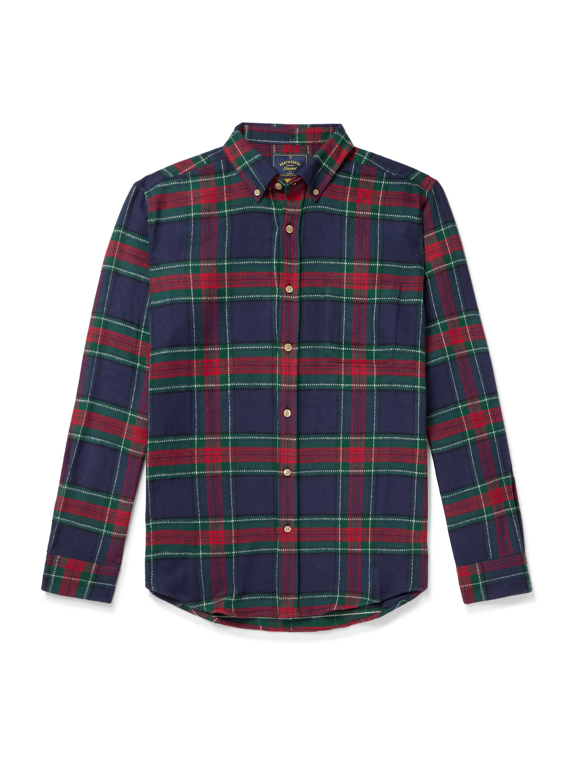 Faru Button-Down Collar Checked Cotton-Flannel Shirt