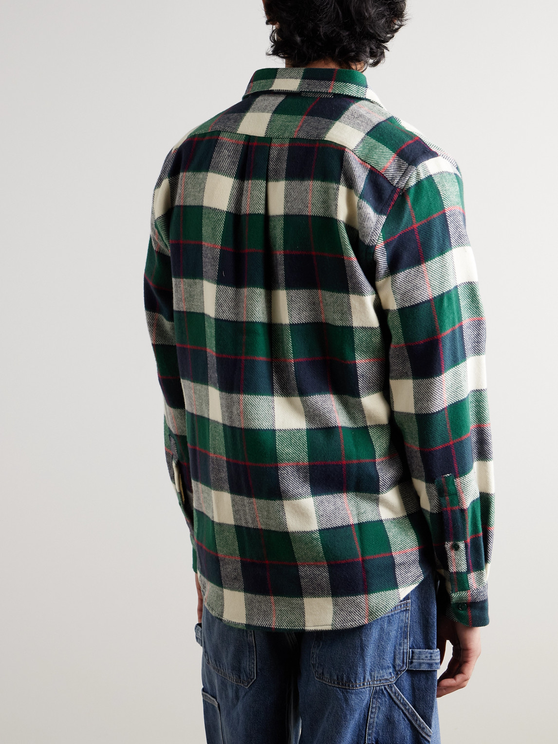 Portuguese Flannel Bottle Checked Cotton-flannel Shirt In Green