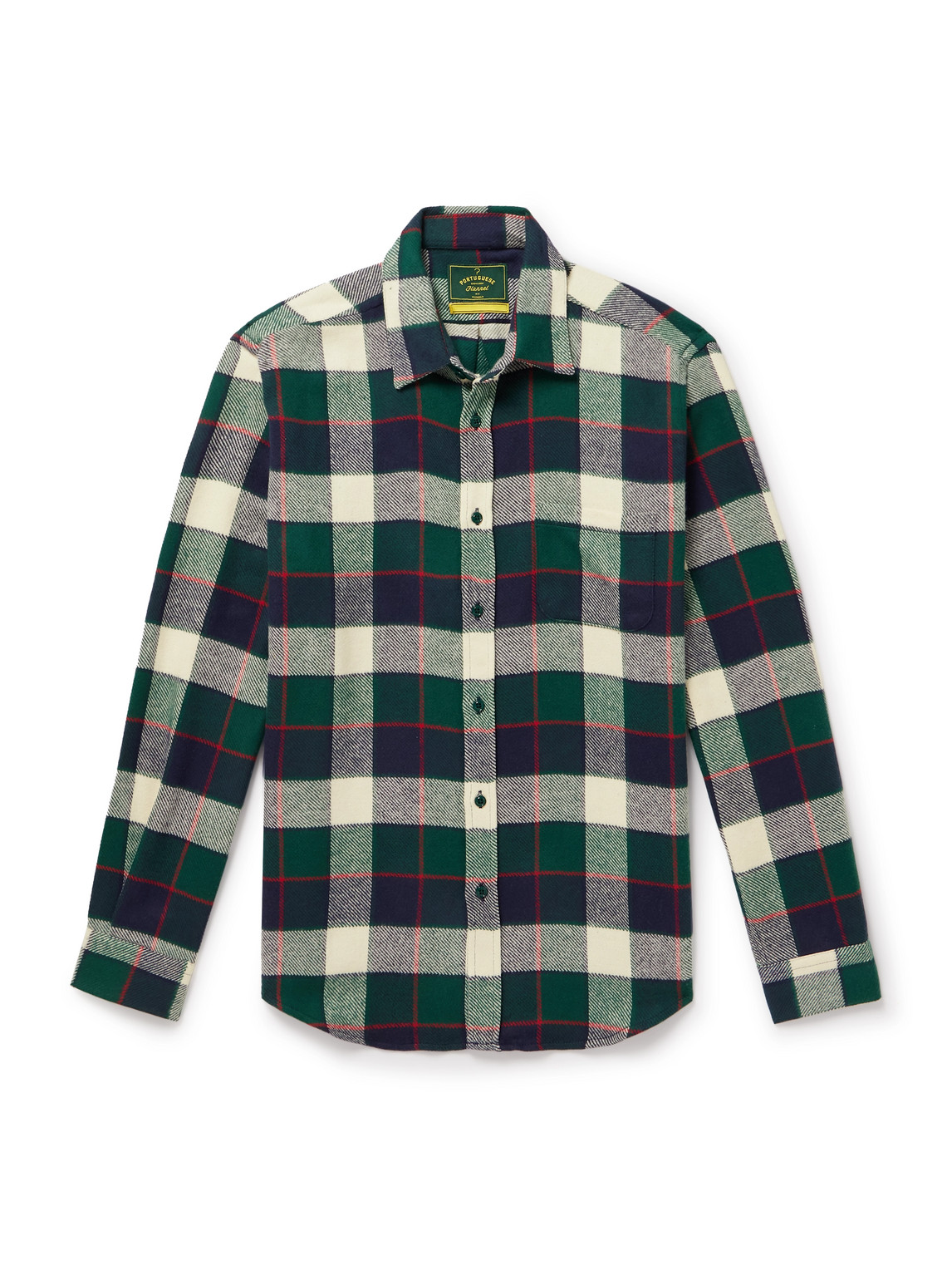 Portuguese Flannel Bottle Checked Cotton-flannel Shirt In Green