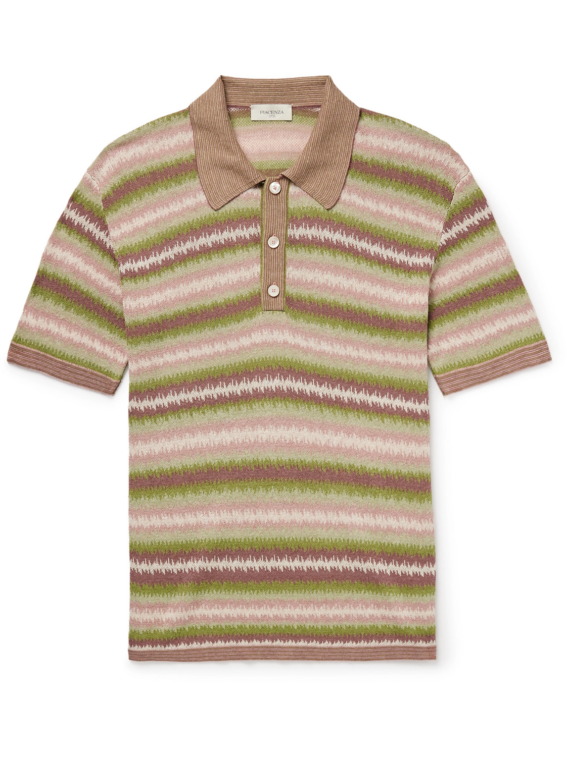 Striped Silk and Linen-Blend Polo Shirt