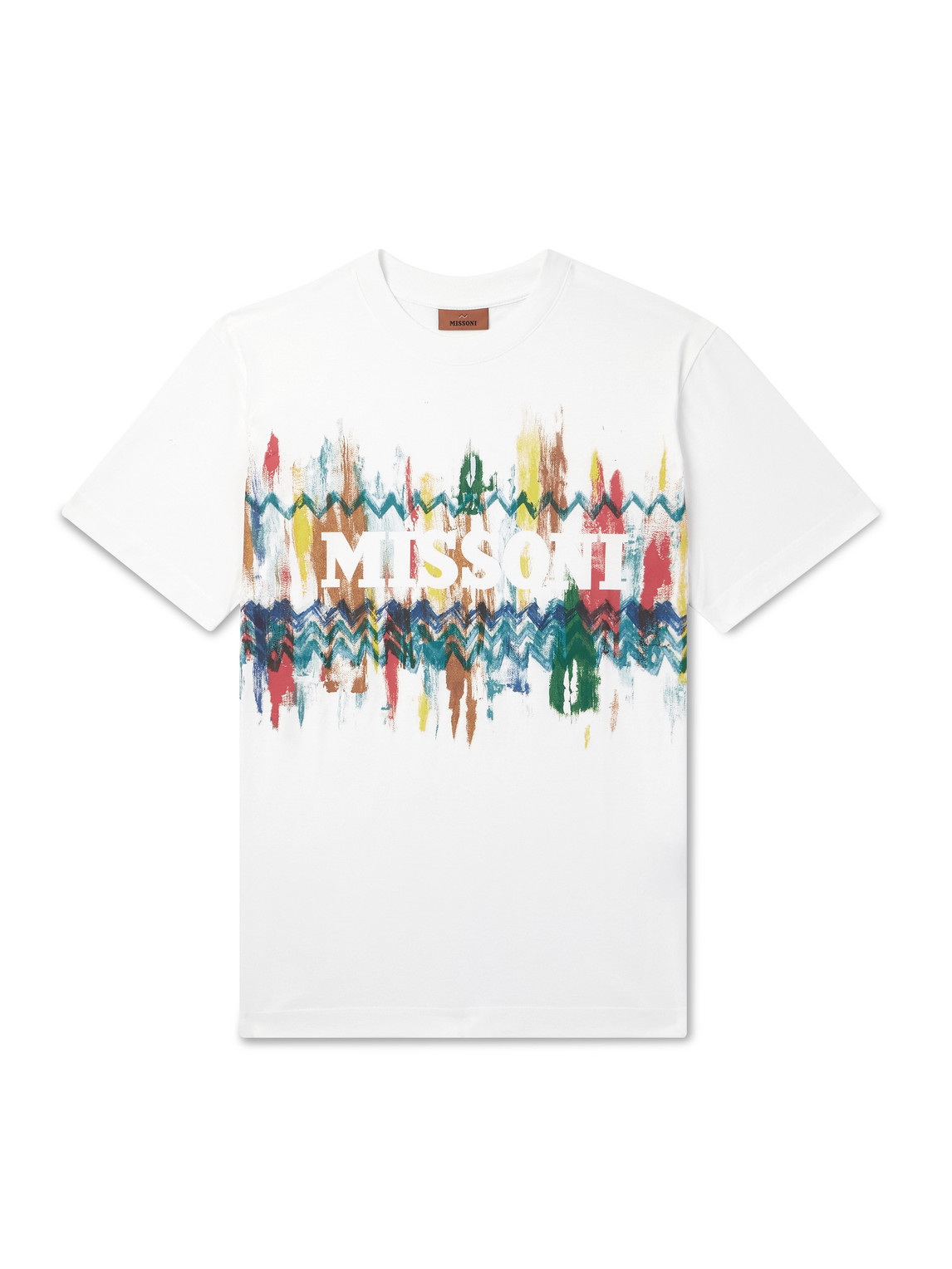 Missoni T-shirt In Cotone Bianca Con Stampa Multicolor