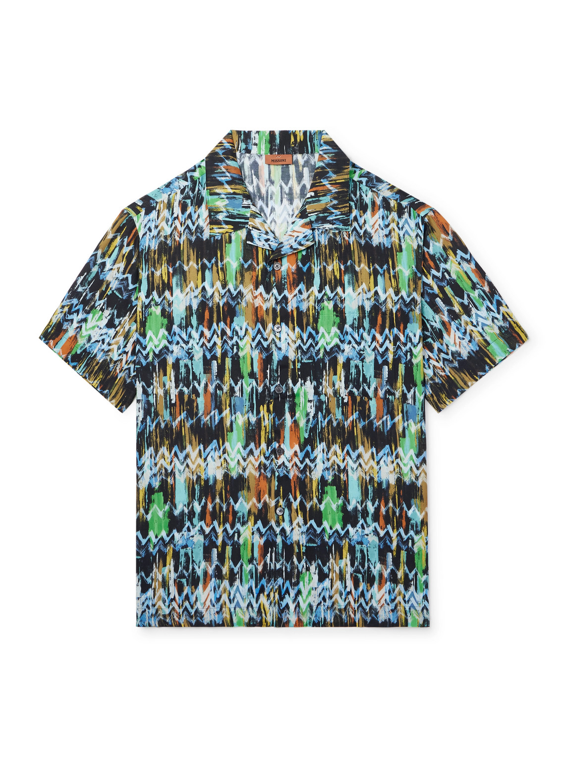 Missoni Camp-collar Printed Jersey Shirt In Blue