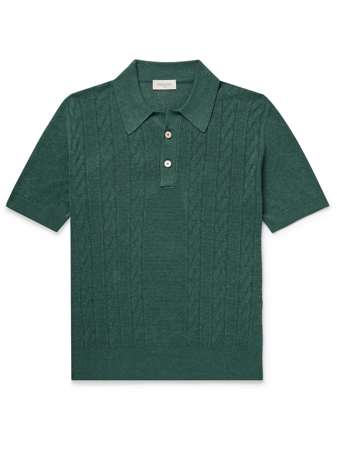 Cable-Knit Silk and Linen-Blend Polo Shirt