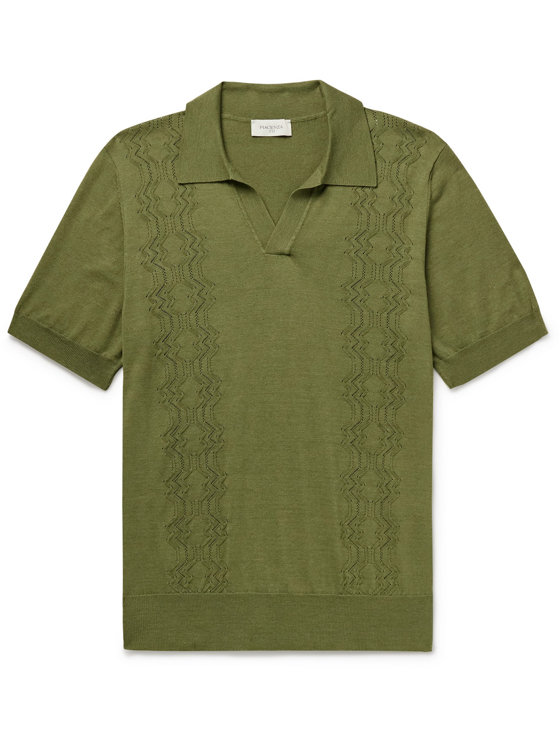 Pointelle-Knit Silk and Cotton-Blend Polo Shirt