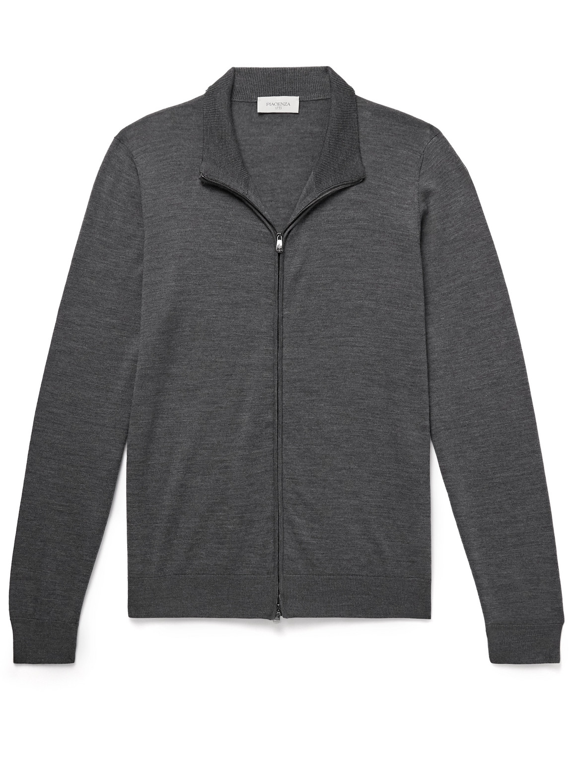 Slim-Fit Wool Zip-Up Cardigan