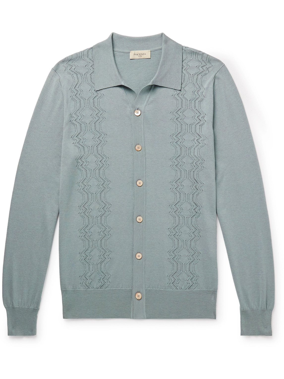 Slim-Fit Pointelle-Knit Cotton and Silk-Blend Cardigan