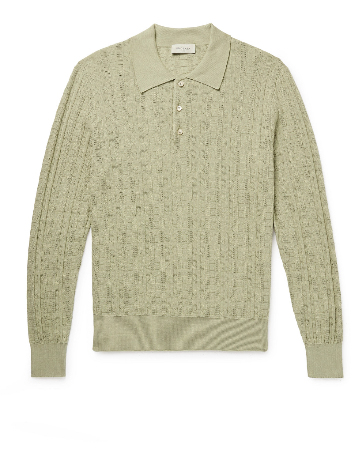 Slim-Fit Pointelle-Knit Silk and Cotton-Blend Polo Shirt
