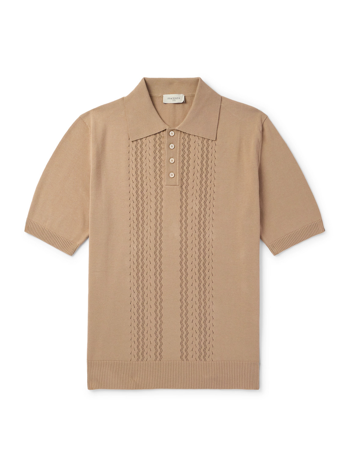 Pointelle-Knit Cotton Polo Shirt