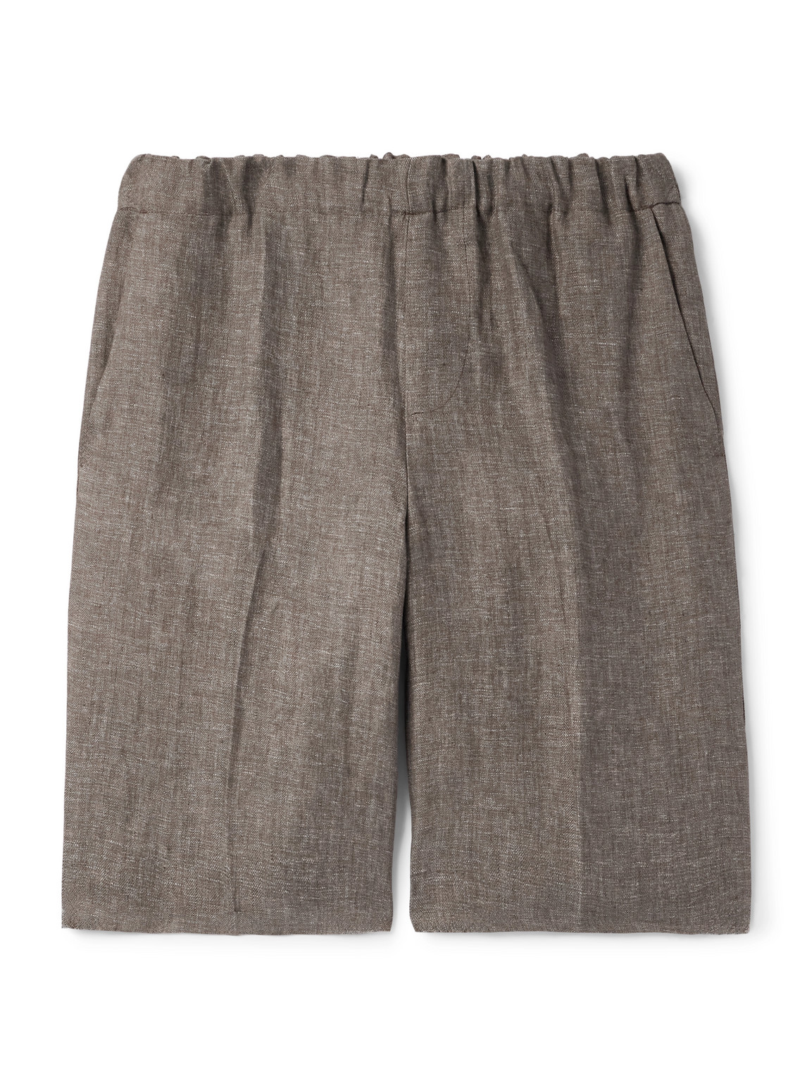 Straight-Leg Herringbone Linen Shorts