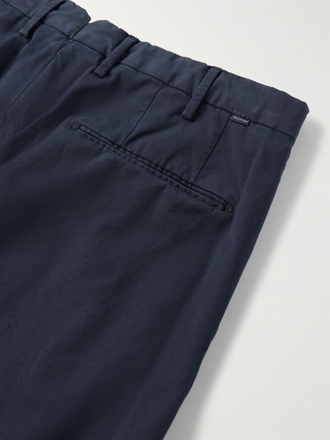 Incotex Cotton Poplin Slim Fit Trousers With Pockets In Blue