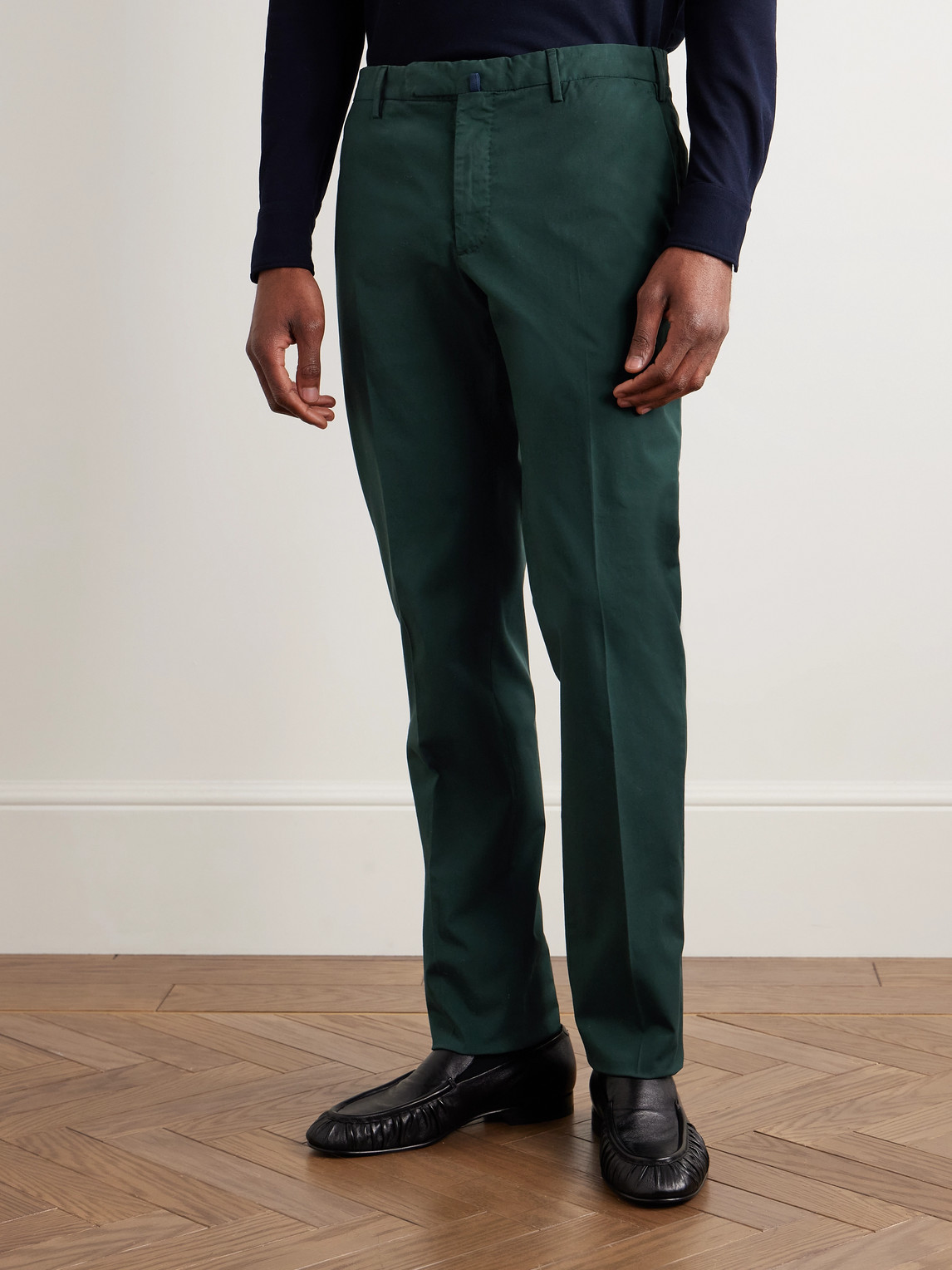 Incotex Venezia 1951 Straight-leg Stretch-cotton Twill Trousers In Green