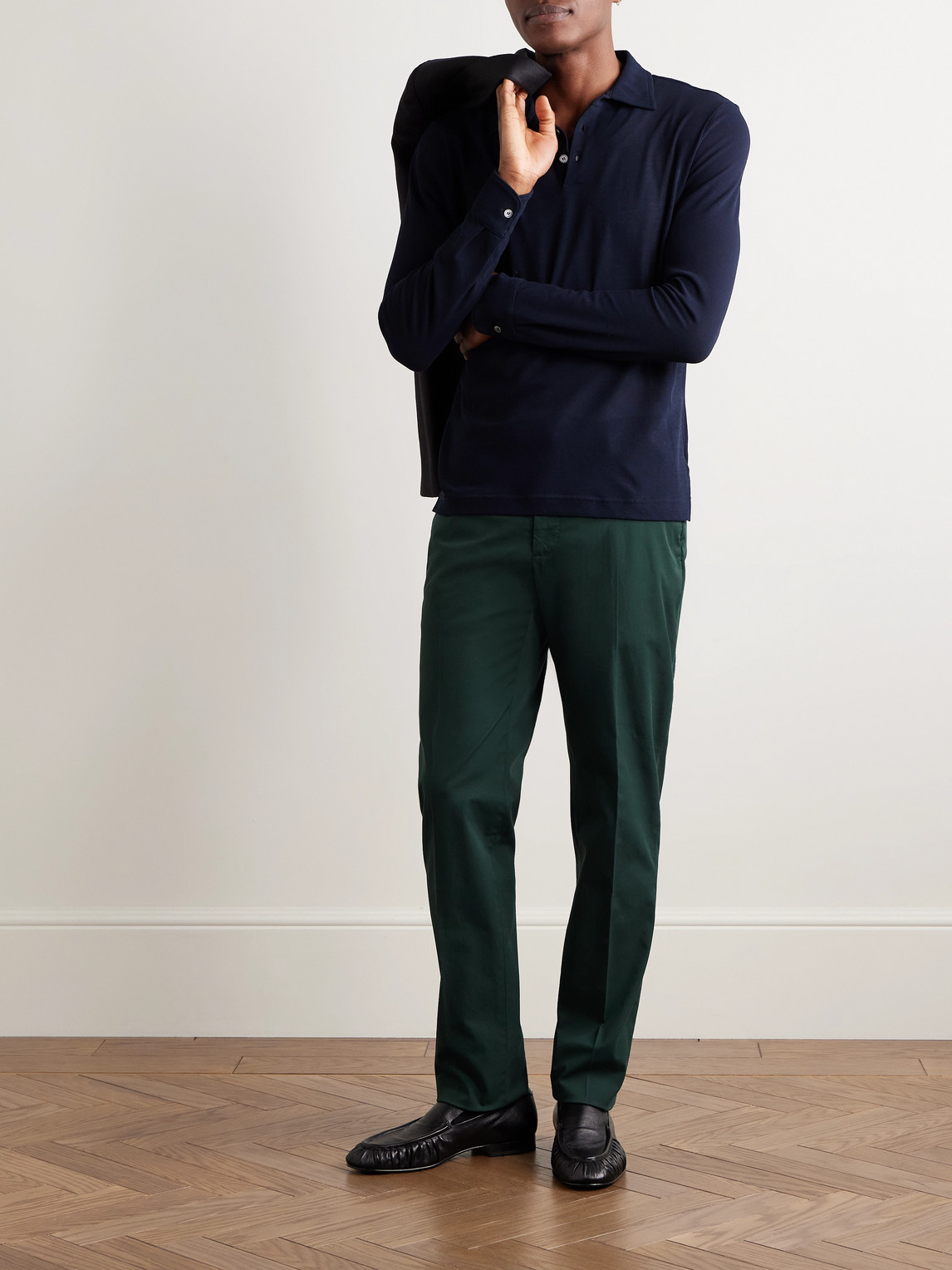Incotex Venezia 1951 Straight-leg Stretch-cotton Twill Trousers In Green