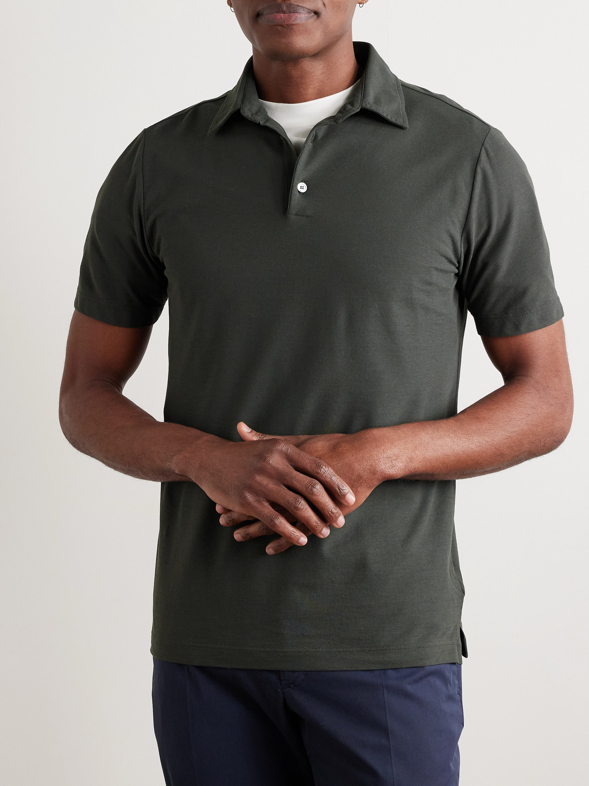 Incotex Slim-fit Ice Cotton Polo Shirt In Gray