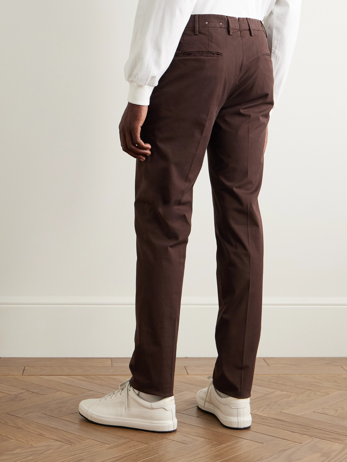 Incotex Venezia 1951 Straight-leg Stretch-cotton Twill Trousers In Brown