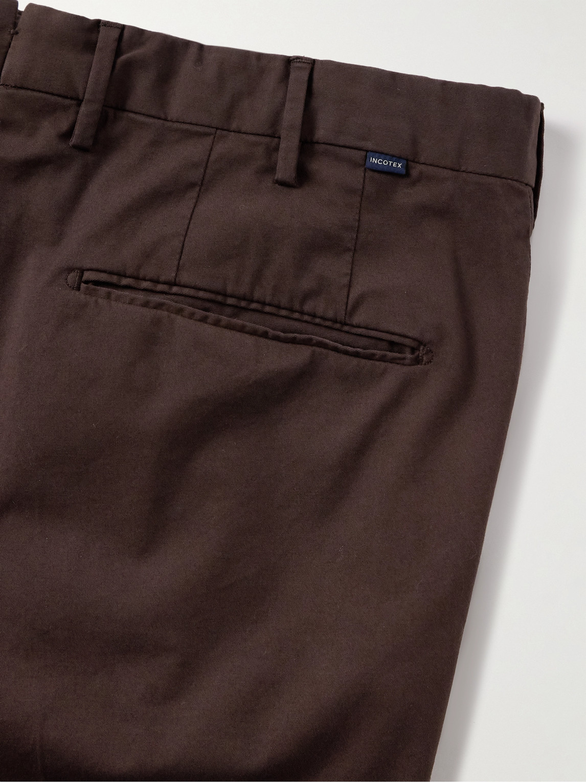 Incotex Venezia 1951 Straight-leg Stretch-cotton Twill Trousers In Brown