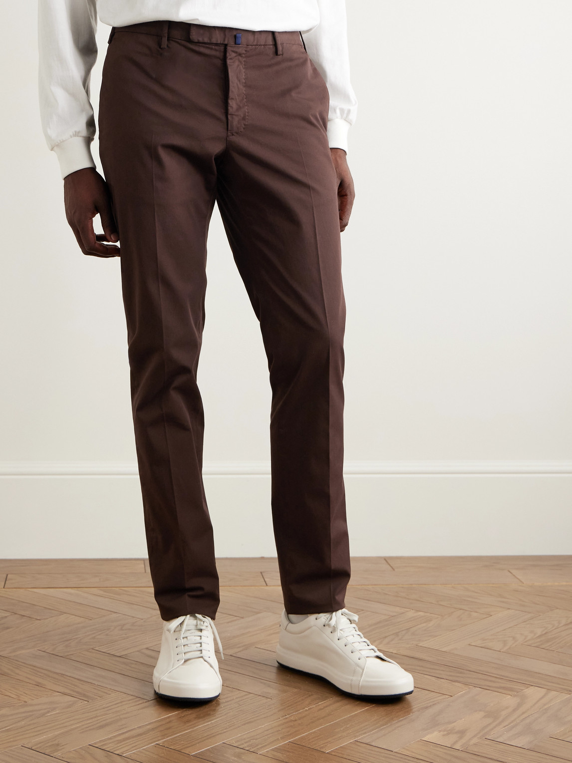 Incotex Venezia 1951 Straight-leg Stretch-cotton Twill Trousers In Brown