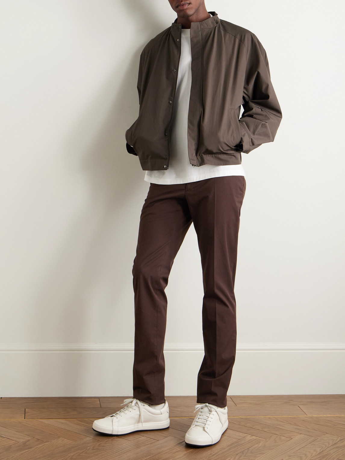 Incotex Venezia 1951 Straight-leg Stretch-cotton Twill Trousers In Brown