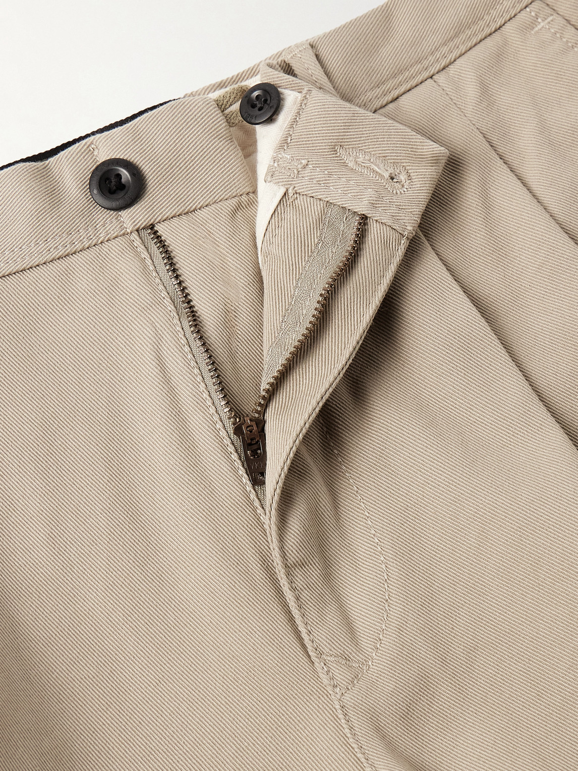Incotex Slim-fit Pleated Cotton-twill Trousers In Neutrals